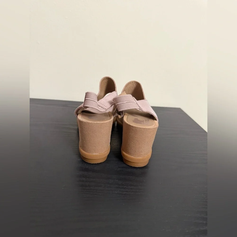 Sorel Joanie Pink Slingback Wedge Leather Sandal Women's Size 9.5